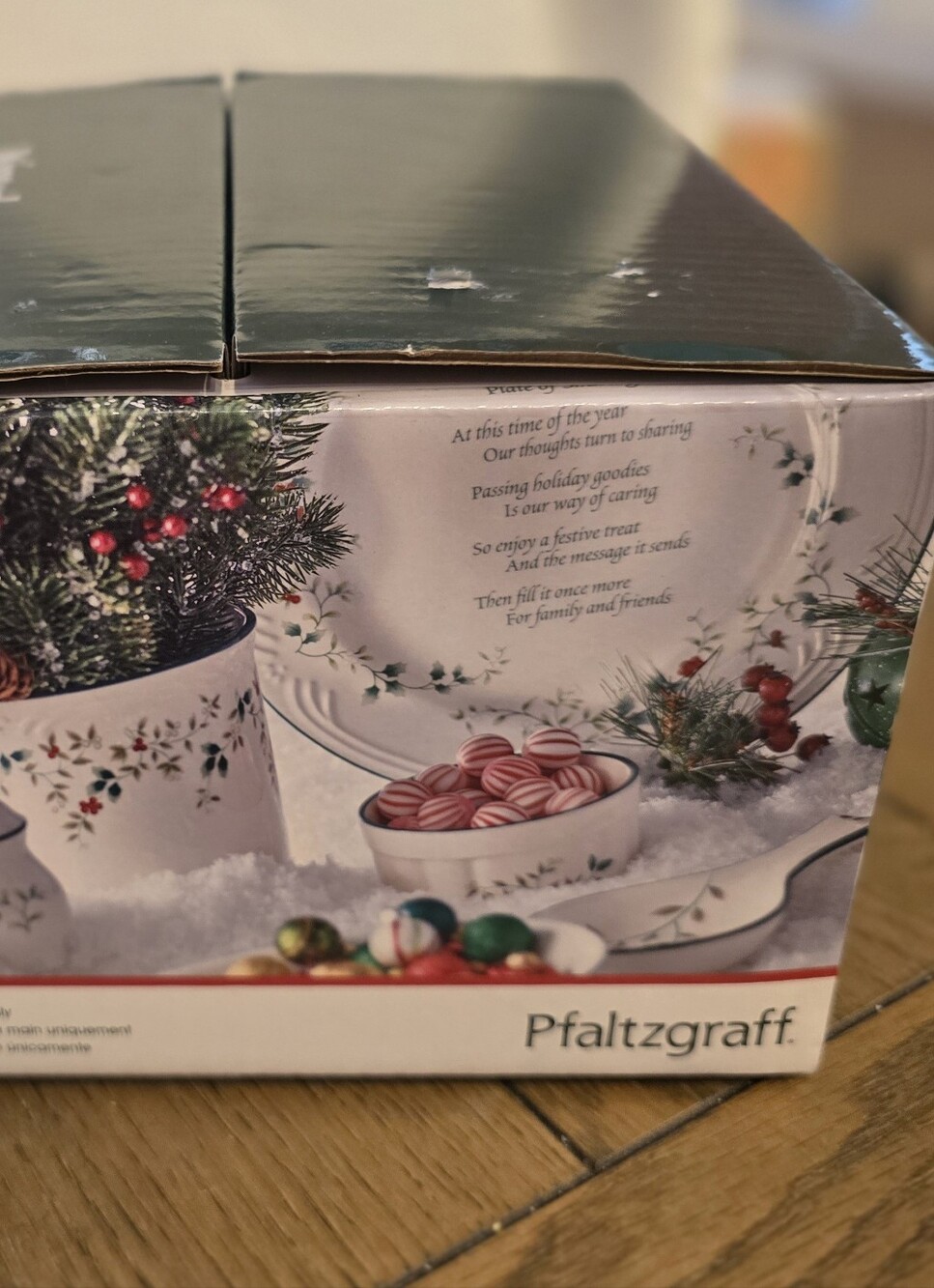 Pfaltzgraff White and Green Holiday Serveware with Red Accents
